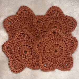 4 Red Clay Color Crochet Coasters